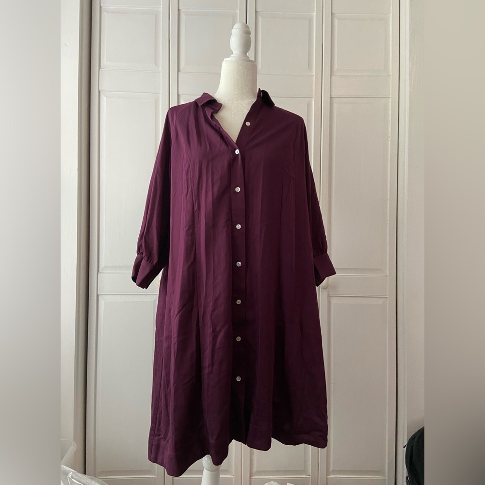 NWT J. Jill lagenlook-style shirt dress in cabernet size S
